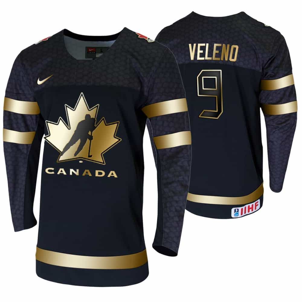Joe Veleno Golden Limited Edition 2020 Iihf World Junior Ice Hockey Champions Men Is Black Jersey QfIKD