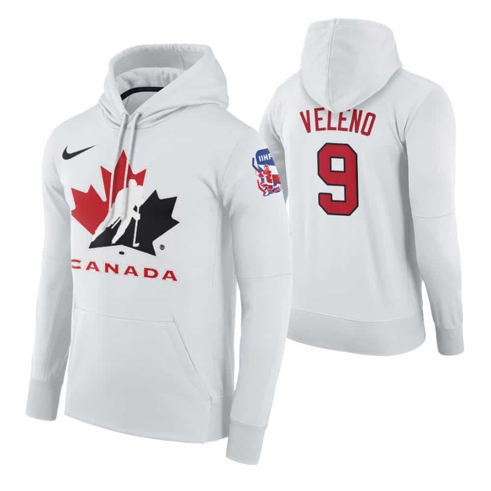 Joe Veleno Men Is 2020 Iihf World Junior Ice Hockey Champions Pullover White Jersey 2HMYR